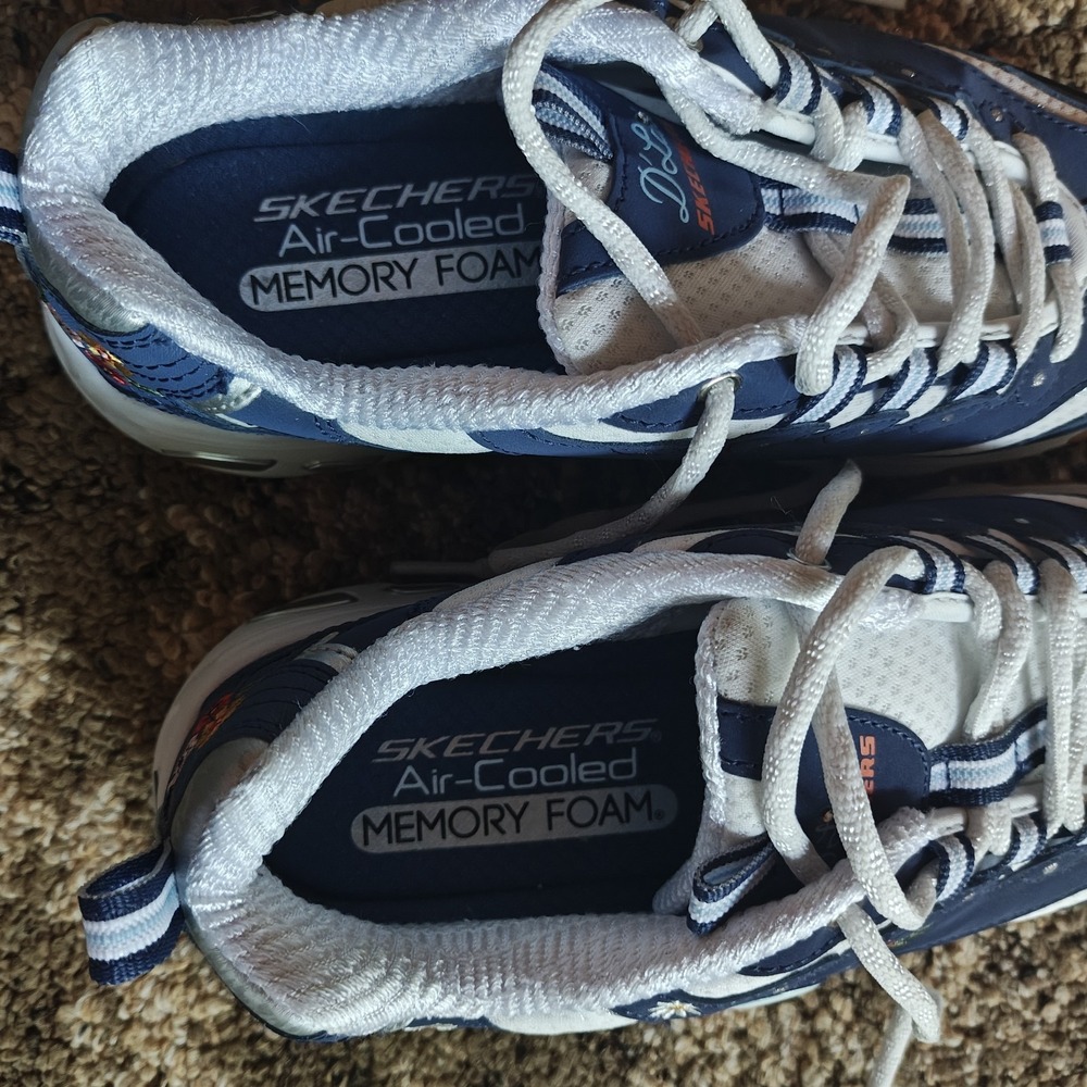 SKECHERS D'Lites Women's Navy White Floral Lace-Up Sneakers Memory Foam US 6.5 - Picture 7 of 8